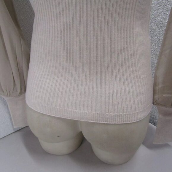 NEW D. EXTERIOR Womens Ribbed Tullle Long Sleeve Shirt Size S Beige - Picture 12 of 16